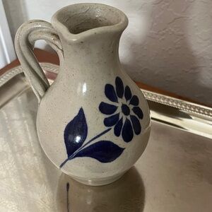 Williamsburg Hand-Painted Cream Ceramic Pitcher with  Twisted Handle 2007